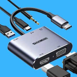 HDMI to USB, Type C, VGA, 1 in & 5 out